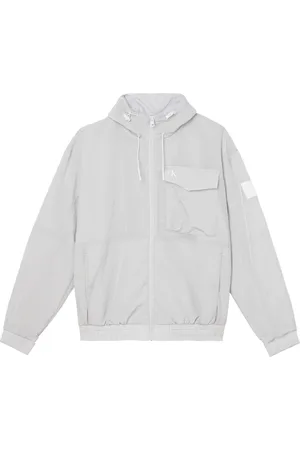 Calvin Klein Jassen, Heren, Grijs, L, Leer, Interactieve Multicolor Sneakers Jacket
