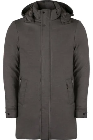 MOORER Mantels, Heren, Bruin, M, Wol, Parka met capuchon en ganzendonsvulling