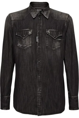 Dsquared2 Overhemden, Heren, Zwart, XL, Katoen, Stijlvol overhemd met Camicia 900