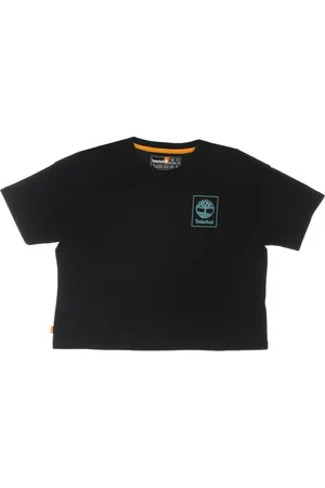 Timberland Tops, Dames, Zwart, S, Katoen, Zwart Graphic T-shirt met Korte Mouwen