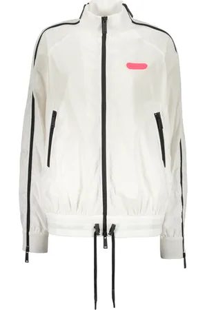 Dsquared2 Jassen, Dames, Wit, 2Xs, Katoen, Cotton Bomberjack met Geribbelde Kraag