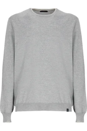 FAY Truien, Heren, Grijs, L, Wol, Contrast Detail Wollen Trui