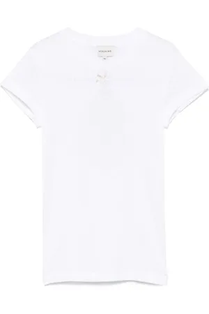 Herskind Tops, Dames, Wit, XS, Katoen, Witte T-shirt met Strikdetail