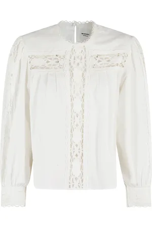 Isabel Marant Blouses & Shirts, Dames, Wit, S, Katoen, Witte Blouse met Lange Mouwen en Borduursel