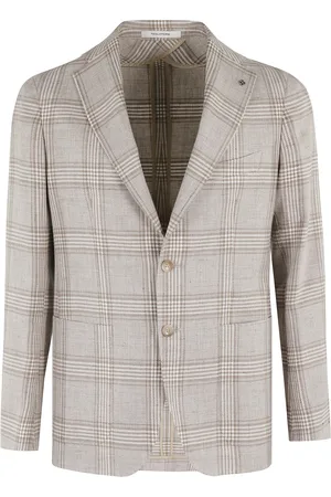 TAGLIATORE Jassen, Heren, , 2Xl, Katoen, Jacket 1 Breast Linnen Katoen Check