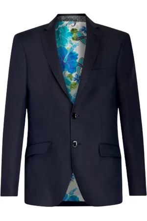 Etro Jassen, Heren, Blauw, L, Wol, Marineblauwe wollen blazer