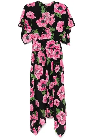Stella McCartney Kleedjes, Dames, Veelkleurig, M, Zwarte jurk met zakken en cape-inzetstuk
