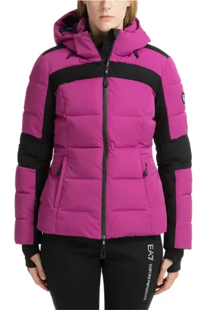EA7 Sport, Dames, Paars, S, Ski Jas met Capuchon
