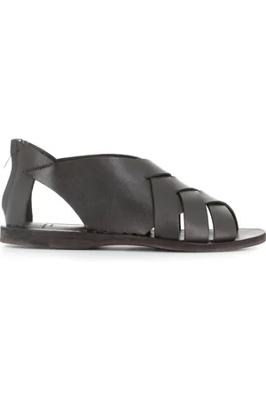 Officine creative Schoenen, Dames, Bruin, 38 1/2 EU, Leer, Donkerbruine Leren Geweven Sandalen
