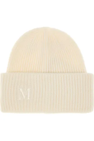 Max Mara Accessoires, Dames, Wit, ONE Size, Kasjmier, Retina Beanie