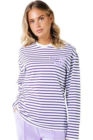 Colourful rebel Tops, Dames, Veelkleurig, S, Katoen, Gestreept Longsleeve T-shirt Biologisch Katoen
