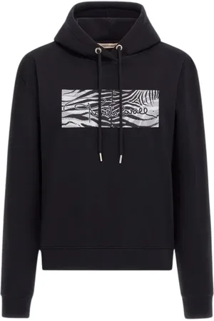 Roberto Cavalli Sweatshirts & Hoodies, Heren, Zwart, L, Katoen, Vlag Sweatshirt Zwart Gemaakt in Italië
