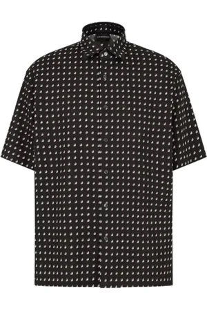 Emporio Armani Overhemden, Heren, Zwart, S, Eagle Logo T-shirt met korte mouwen