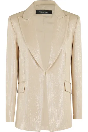 FEDERICA TOSI Jassen, Dames, , M, Pailletten, Raffia Pailletten Blazer