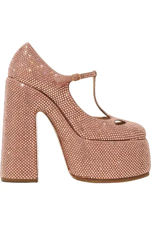 Casadei Schoenen, Dames, , 39 1/2 EU, Leer, Platform Mary Jane Pumps met Kristallen