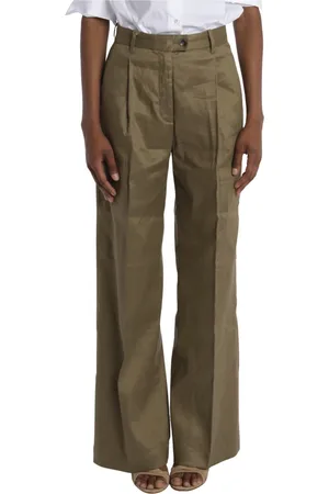 Nine In The Morning Broeken, Dames, Groen, W31, Katoen, Groene Linnen/Katoenen Broek Alice Stijl
