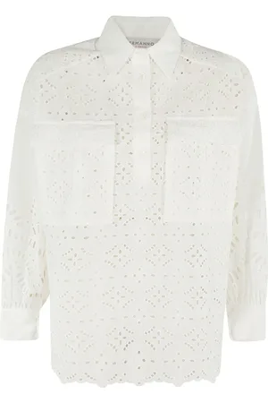 ERMANNO SCERVINO Blouses & Shirts, Dames, Wit, S, Katoen, Long Sleeve Shirt