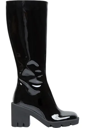 Burberry Schoenen, Dames, Zwart, 39 EU, Leer, Patentleren Laarzen tot de Knie