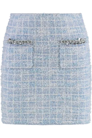 Self-Portrait Rokken, Dames, Blauw, M, Polyester, Versierde Gebreide Minirok