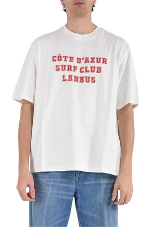 LANEUS Tops, Heren, Wit, M, Katoen, Logo Jersey T-shirt van katoen