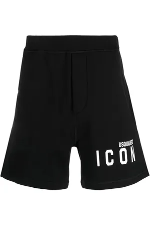 Dsquared2 Korte broeken, Heren, Zwart, 2Xl, Katoen, Logo Print Track Shorts