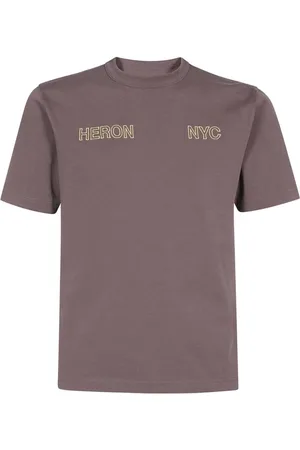 Heron Preston Tops, Heren, Bruin, S, Katoen, Katoenen T-shirt met Print Voor- en Achterkant