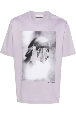 Lanvin Tops, Heren, Paars, L, Katoen, T-shirts en polo`s met fotografische print