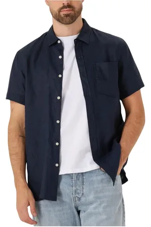 Scotch&Soda Overhemden, Heren, Blauw, M, Linnen, Blauw Linnen Overhemd voor Heren