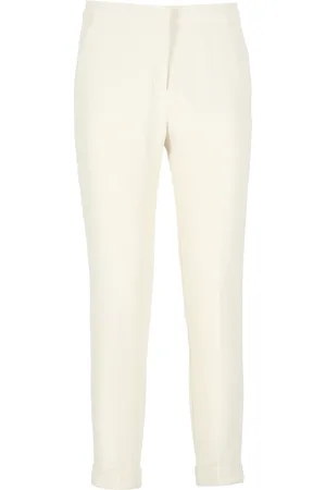 Etro Broeken, Dames, , L, Ivoor Viscose Broek met Rits aan de Voorkant