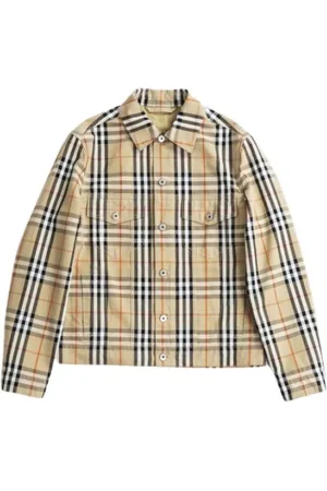 Burberry Jassen, Heren, Veelkleurig, L, Katoen, Klassiek Geruit Katoenen Jasje