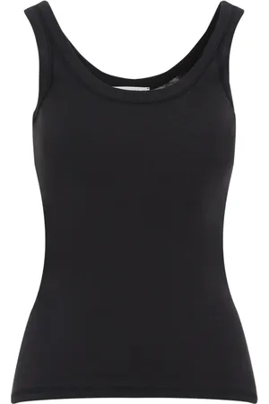 LEMAIRE Tops, Dames, Zwart, S, Katoen, Geribbelde Tanktop