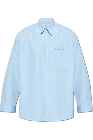 Marni Overhemden, Heren, Blauw, M, Katoen, Oversized overhemd met zak
