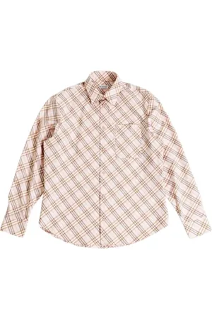 Burberry Overhemden, Heren, , 2Xl, Katoen, Vintage Roze Geruite Long Sleeve Shirt