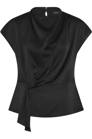 Bruuns Bazaar Blouses & Shirts, Dames, Zwart, 2Xl, Polyester, Zwarte Blouse met Drapering