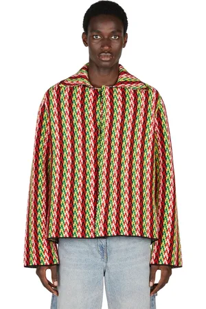 Lanvin Jassen, Heren, Veelkleurig, L, Wol, Merino wollen gebreid jack - Curb Chevron stijl