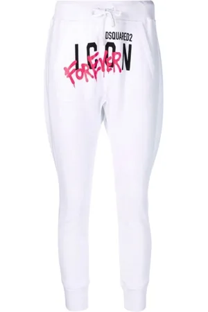 Dsquared2 Broeken, Dames, Wit, S, Katoen, Comfortabele en stijlvolle joggingbroek met iconisch logo