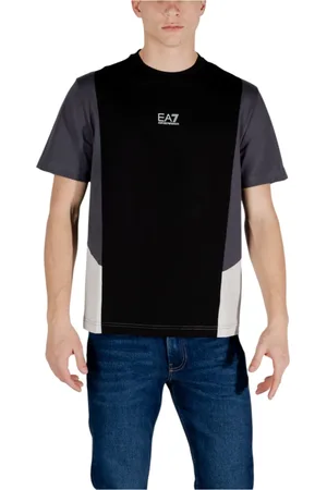 EA7 Tops, Heren, Zwart, M, Katoen, Katoenen T-shirt met korte mouwen