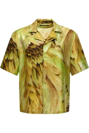 Roberto Cavalli Overhemden, Heren, Veelkleurig, S, Verenprint Shirt Licht Groen