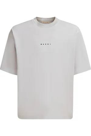 Marni Tops, Heren, Grijs, L, Katoen, Logo Katoen Jersey T-shirt