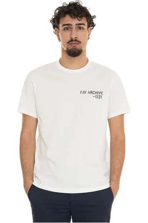 FAY Tops, Heren, Wit, L, Katoen, Katoenen Logo T-shirt