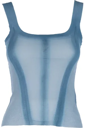 ERMANNO SCERVINO Tops, Dames, Blauw, S, Top met schaduwprint