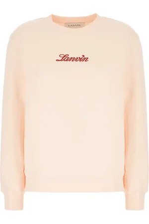 Lanvin Truien, Dames, Roze, M, Katoen, Logo Geborduurd Crewneck Sweatshirt