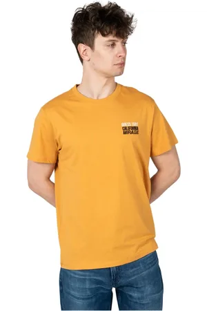 Guess Tops, Heren, Oranje, XL, Katoen, T-shirt met ronde hals