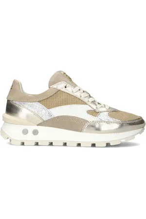 Floris van Bommel Schoenen, Dames, , 39 1/2 EU, Leer, Gouden lage top sneakers Sfw-10098