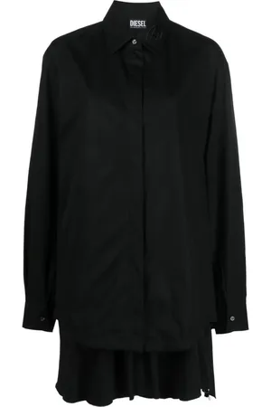 Diesel Blouses & Shirts, Dames, Zwart, 2Xs, Katoen, Casual Lange Mouw Zwart Katoenen Shirt