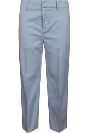 Dondup Broeken, Dames, Blauw, W29, Katoen, Slim Chino Cropped Broek