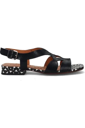 Chie Mihara Schoenen, Dames, Zwart, 36 EU, Suède, Geprinte suède sandalen