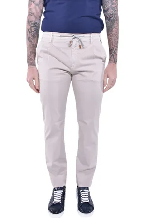 ELEVENTY Broeken, Heren, Wit, W38, Katoen, Slim-fit joggingbroek