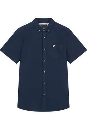Lyle & Scott Overhemden, Heren, Blauw, M, Katoen, Katoenen Slub T-shirt met Korte Mouwen