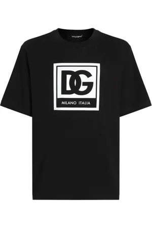 Dolce & Gabbana Tops, Heren, Zwart, 2Xl, Zwart T-shirt met Wit Logo
